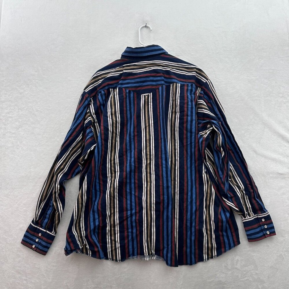 Vintage Wrangler Shirt Mens 2XL Western Pearl Snap Striped Rodeo Cowboy - Picture 7 of 7
